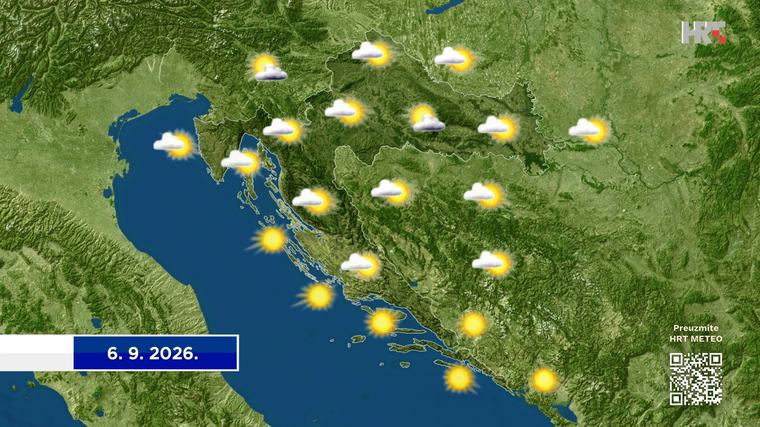 U nedjelju većinom suho i sunčano, te rjeđe i manje vruće, bura
